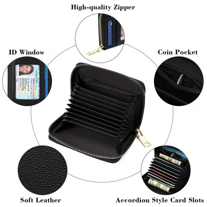 GAEKEAO Credit Card Holder Wallet for Women RFID Blocking Small Genuine Leather Card Case with Coin Pocket ID Window
