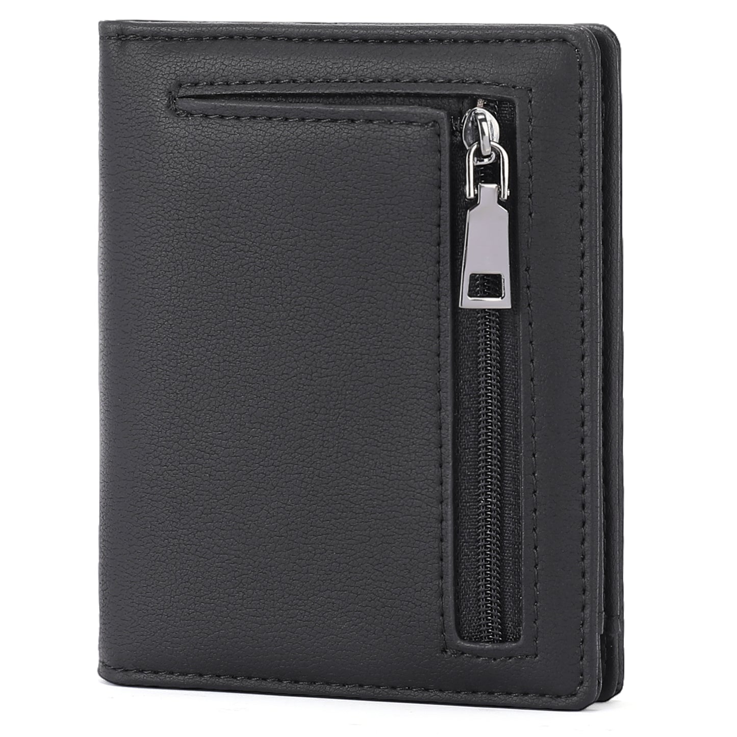GAEKEAO Mens Wallet Slim Bifold RFID Blocking Thin Credit Card Holder Genuine Leather Minimalist Front Pocket Wallets for Men with Zipper Coin Pocket