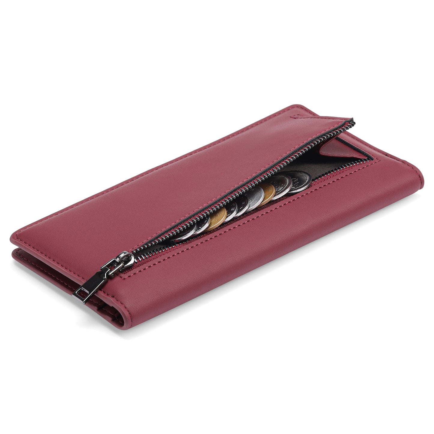 GAEKEAO Wallets for Women Ultra Slim Thin Leather RFID Blocking Credit Card Holder Bifold Long Ladies Wallet Billfold Clutch