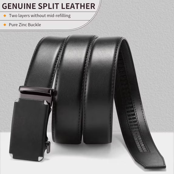 GAEKEAO Men’s Ratchet Belt Adjustable Leather Belt with Auto Lock Buckle Trim to Fit and Gift Box