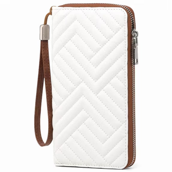 GAEKEAO Womens Wallet RFID Blocking Leather Wristlet Purse Large Capacity Card Holder Long Ladies Wallet Zip Around Clutch