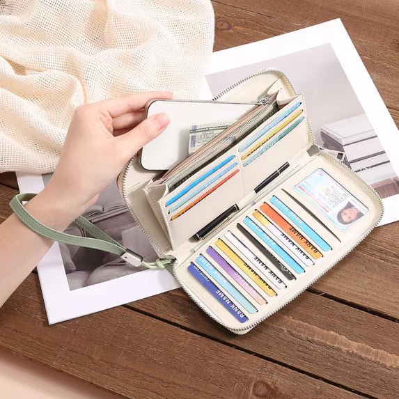 GAEKEAO Wristlet Wallets for Women RFID Blocking Large Capacity Clutch Wallet Vegan Leather Zip Around Ladies Long Purse