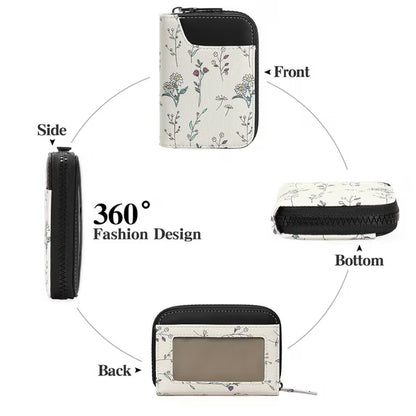 GAEKEAO Credit Card Holder RFID Blocking Small Wallet for Women Vegan Leather Zipper Accordion Card Case with ID Window