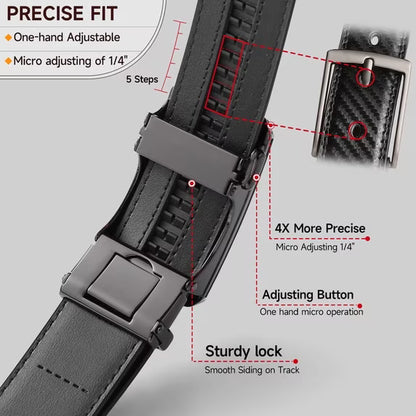 GAEKEAO Men’s Ratchet Belt Adjustable Leather Belt with Auto Lock Buckle Trim to Fit and Gift Box