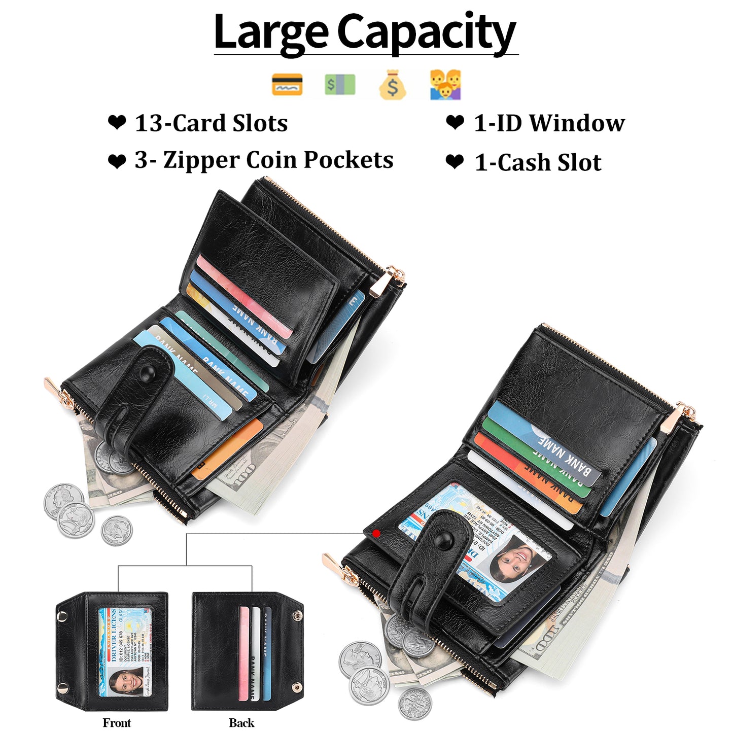 GAEKEAO Chain Wallets for Men, Bifold RFID Wallet for Men with Chain High Security Mens Wallet with Zipper, Genuine Leather Wallets for Men with Anti-Theft Chain and Coin Pocket, Billeteras de Hombres