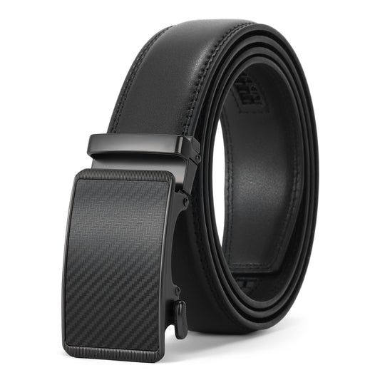 GAEKEAO Leather Ratchet Belt for Men Automatic Adjustable Click Buckle Belts for Dress Casual Trim to Fit with Gift Box