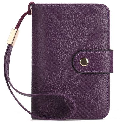 GAEKEAO Wallet for Women Ladies Bifold Leather RFID-Blocking Wristlet Purse Wallet Credit Card Holder with ID Window
