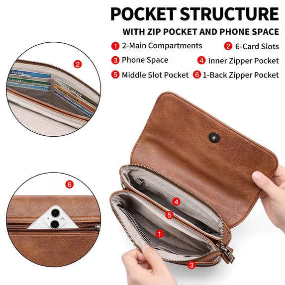 GAEKEAO Crossbody Bags for Women Genuine Leather Shoulder Handbags Small Cell Phone Purse with Credit Card Slots