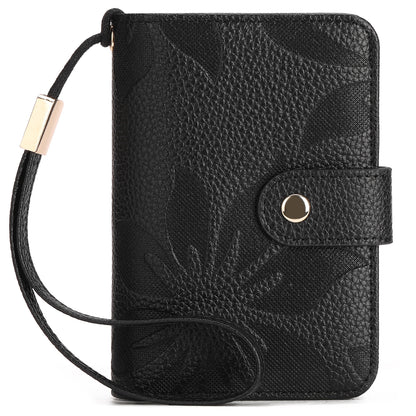 GAEKEAO Wallet for Women Ladies Bifold Leather RFID-Blocking Wristlet Purse Wallet Credit Card Holder with ID Window