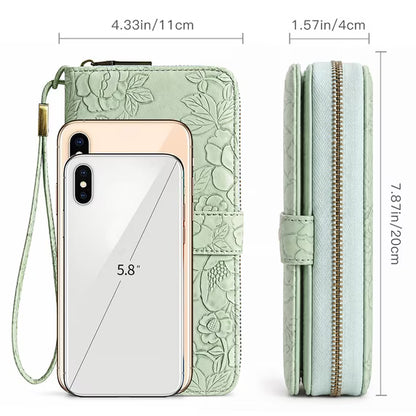 GAEKEAO Credit Card Holder Wallet for Women RFID Blocking Wallets Vegan Leather Large Capacity Zipper Card Case Organizer