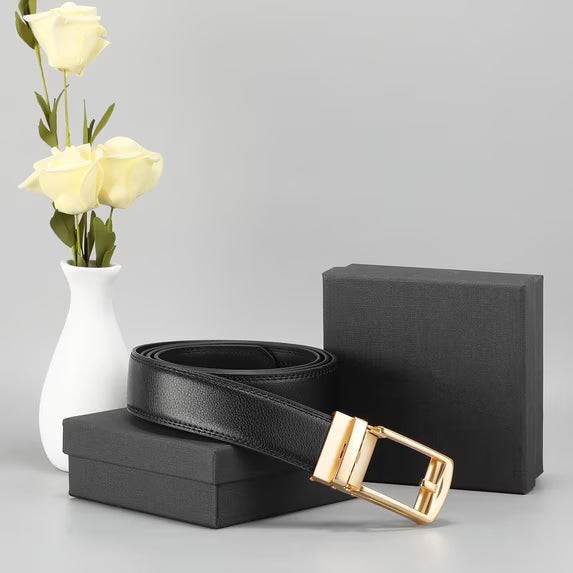 GAEKEAO Ratchet Belt for Men Genuine Leather 1 3/8" - Micro-Adjust Buckle Trim to Fit Dress Belt Casual to Formal Gift Boxed