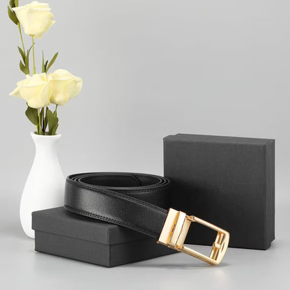 GAEKEAO Ratchet Belt for Men Genuine Leather 1 3/8" - Micro-Adjust Buckle Trim to Fit Dress Belt Casual to Formal Gift Boxed