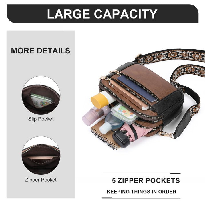 GAEKEAO Crossbody Purse for Women Leather Medium Shoulder Handbags with Adjustable Strap Multi Pockets Women Purse for Travel