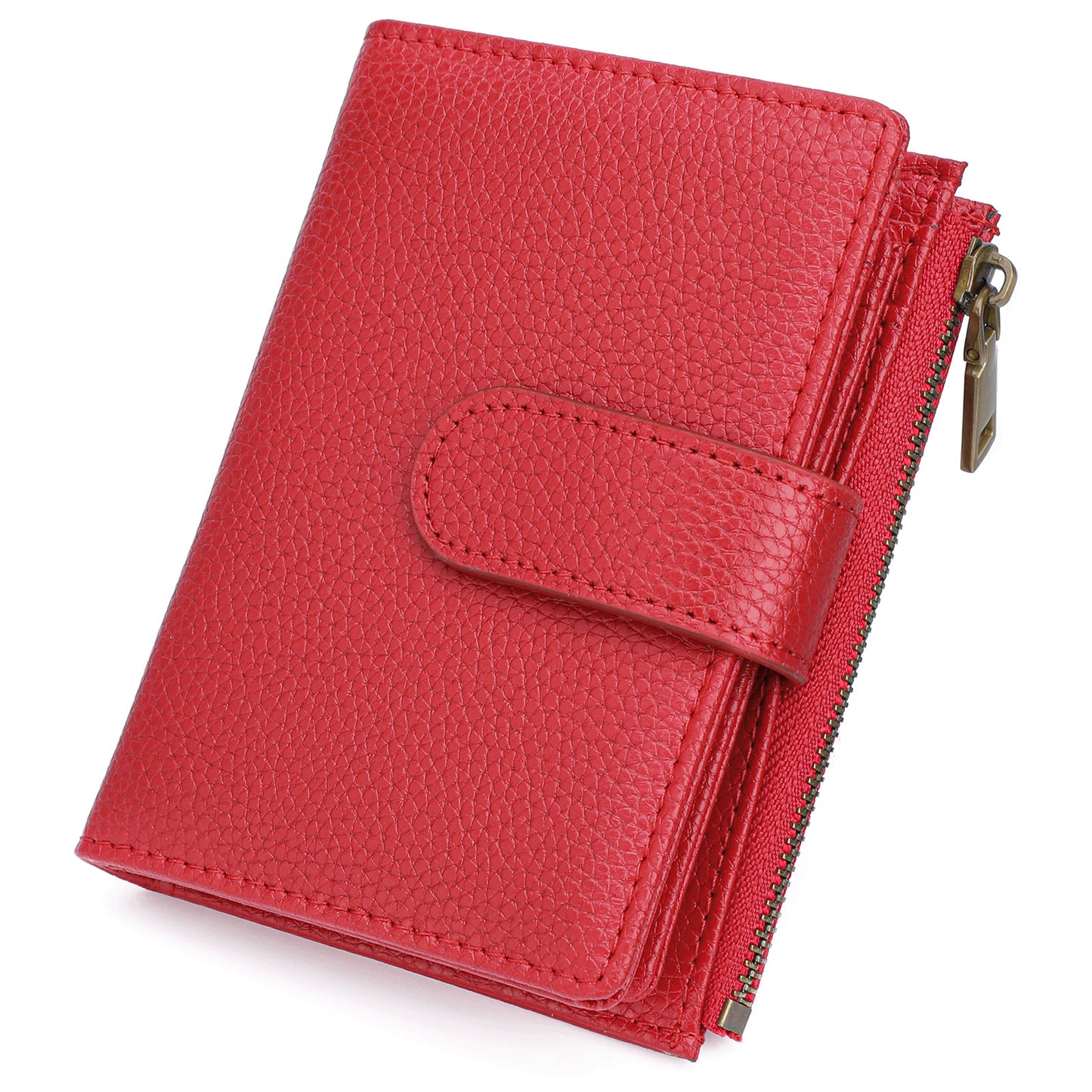 GAEKEAO Small Wallets for Women Leather RFID Blocking Bifold Zipper Pocket Wallet Card Case Purse with ID Window