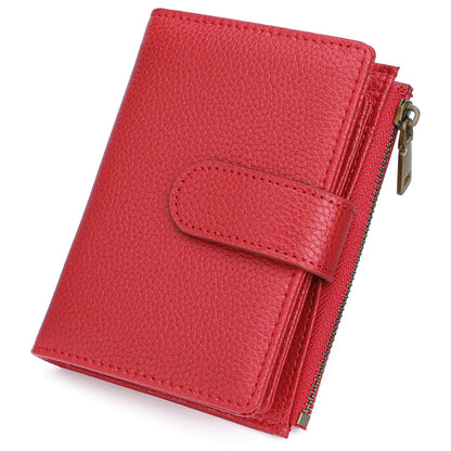 GAEKEAO Small Wallets for Women Leather RFID Blocking Bifold Zipper Pocket Wallet Card Case Purse with ID Window