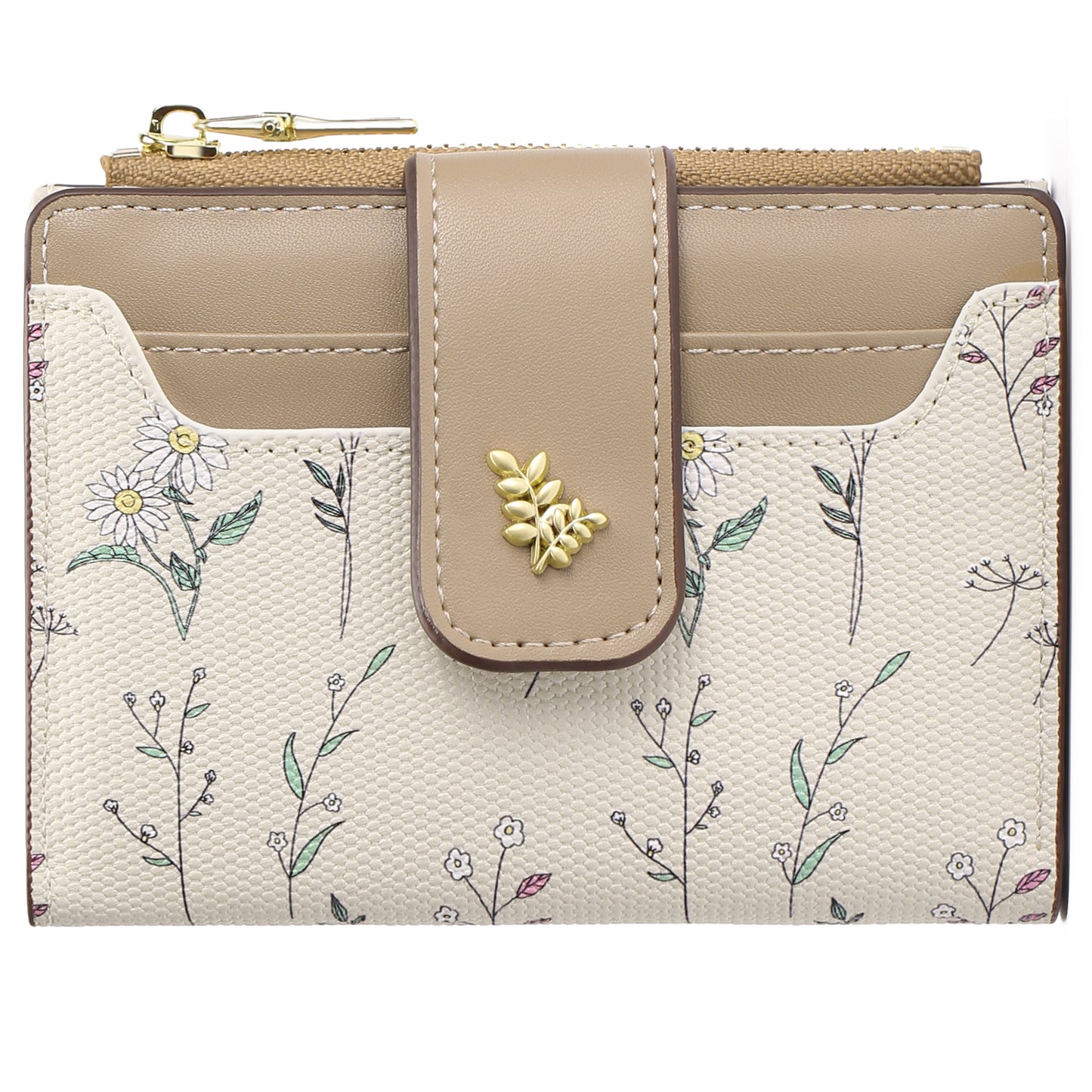 GAEKEAO Small Wallet for Women Slim Bifold Leather Credit Card Holder Purse Zipper Pocket Coin Wallets with ID Window