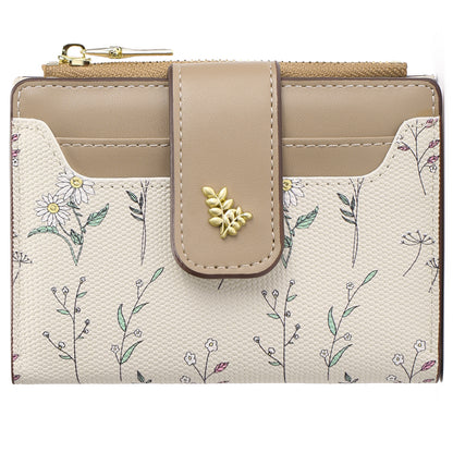 GAEKEAO Small Wallet for Women Slim Bifold Leather Credit Card Holder Purse Zipper Pocket Coin Wallets with ID Window