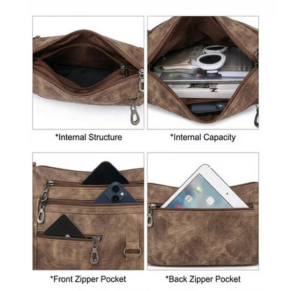 GAEKEAO Crossbody Bags for Women Multi Pocket Leather Cross Body handbags Ladies travel satchel for Everyday