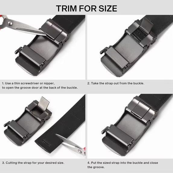 GAEKEAO Men’s Ratchet Belt Adjustable Leather Belt with Auto Lock Buckle Trim to Fit and Gift Box
