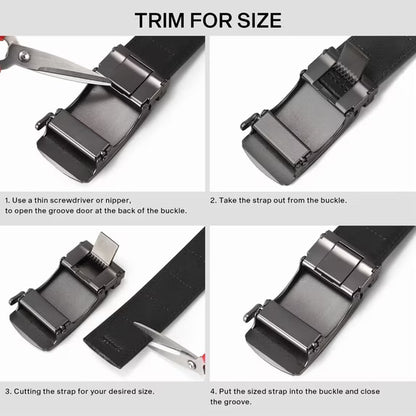 GAEKEAO Men’s Ratchet Belt Adjustable Leather Belt with Auto Lock Buckle Trim to Fit and Gift Box
