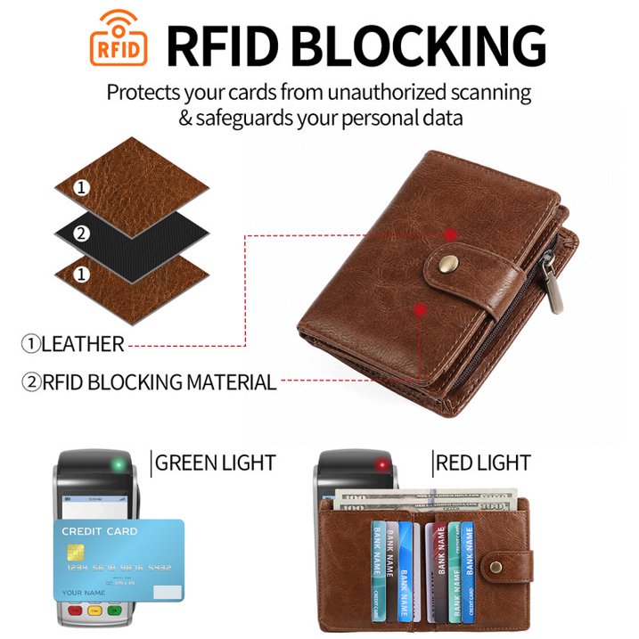 GAEKEAO Men's Wallet Samll RFID Blocking Bifold Wallet for Men Leather Credit Card Holder 11 Card Slots