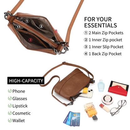GAEKEAO Women’s Small Crossbody Bag Vegan Leather Shoulder Purse Adjustable Strap Compact Travel Handbag for Daily Use