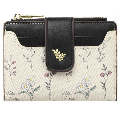 GAEKEAO Small Wallet for Women Slim Bifold Leather Credit Card Holder Purse Zipper Pocket Coin Wallets with ID Window