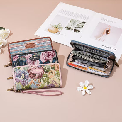 GAEKEAO Womens Wallet RFID Blocking Zip Around Wristlet Wallets