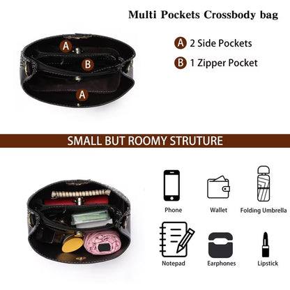GAEKEAO Crossbody Purses for Women Vegan Leather Bucket Bags Trendy Ladies Handbag Shoulder Purse Multi Pockets