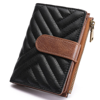 GAEKEAO Small Wallets for Women Leather RFID Blocking Bifold Zipper Pocket Wallet Card Case Purse with ID Window