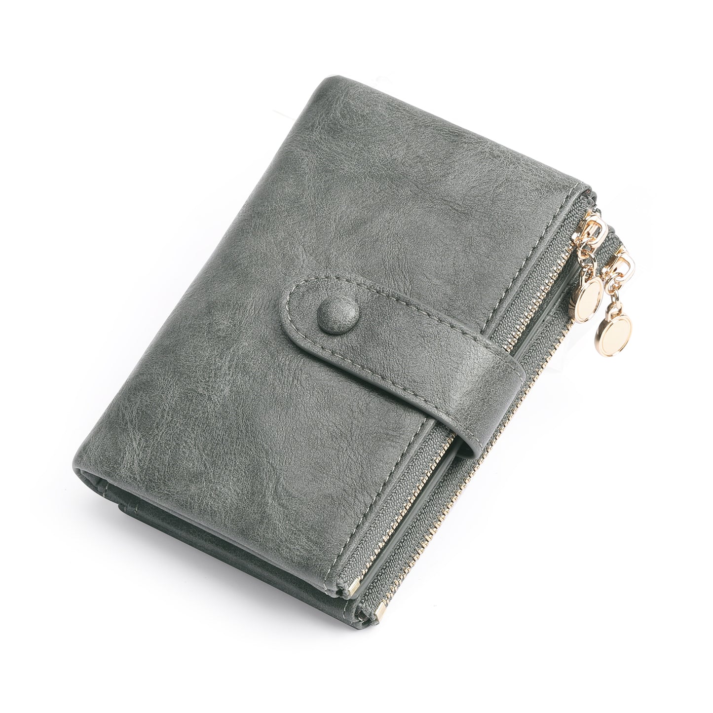 GAEKEAO Small Wallet for Women Slim Bifold Leather Credit Card Holder Wallets Zipper Pocket Coin Purse with ID Window