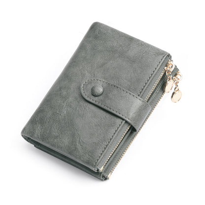 GAEKEAO Small Wallet for Women Slim Bifold Leather Credit Card Holder Wallets Zipper Pocket Coin Purse with ID Window