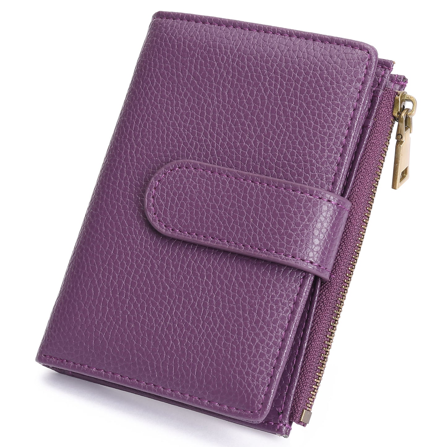GAEKEAO Small Wallets for Women Leather RFID Blocking Bifold Zipper Pocket Wallet Card Case Purse with ID Window