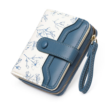 GAEKEAO Small Wallet for Women Slim Bifold Leather Credit Card Holder Purse Zipper Pocket Coin Wallets with ID Window
