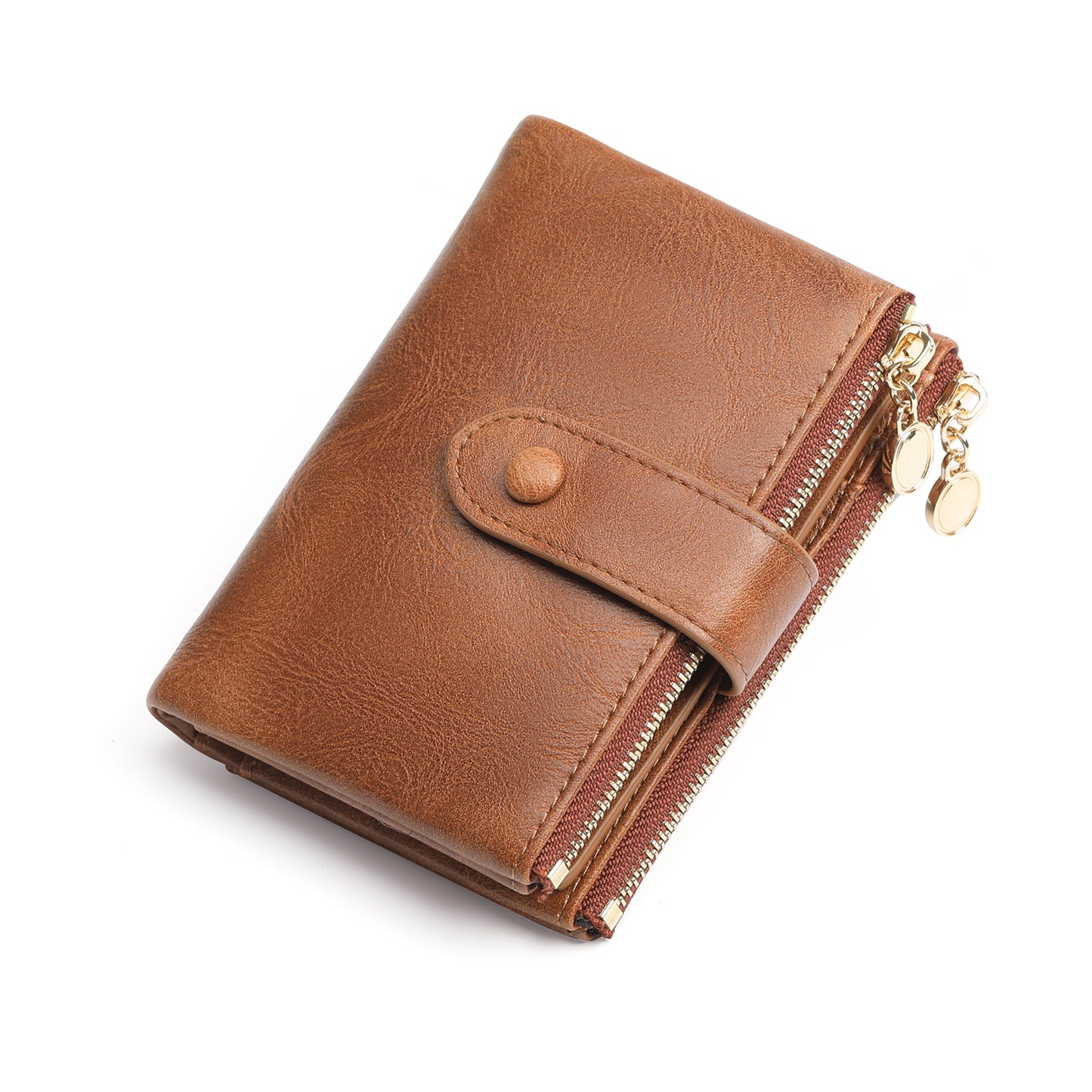 GAEKEAO Small Wallet for Women Slim Bifold Leather Credit Card Holder Wallets Zipper Pocket Coin Purse with ID Window