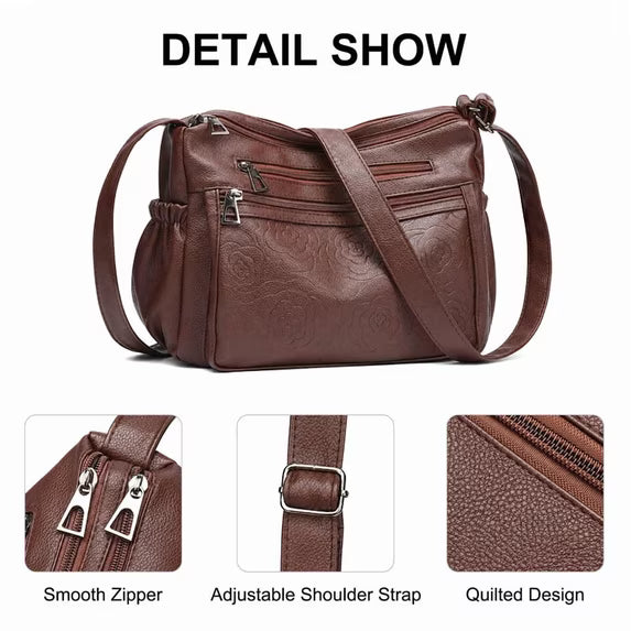 GAEKEAO Crossbody Bags for Women Floral Travel Crossbody Purses Leather Handbags Medium Shoulder bag with Adjustable Strap
