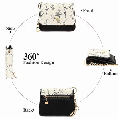 GAEKEAO Small Wallet for Women RFID Blocking Slim Keychian Wallet Floral Vegan Leather Card Holder with Zip Pocket ID Window