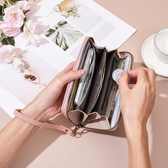 GAEKEAO Womens Wallet RFID Blocking Zip Around Wristlet Wallets