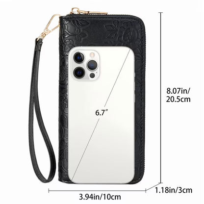 GAEKEAO Womens Wallet RFID Blocking Leather Wristlet Purse Large Capacity Card Holder Long Ladies Wallet Zip Around Clutch