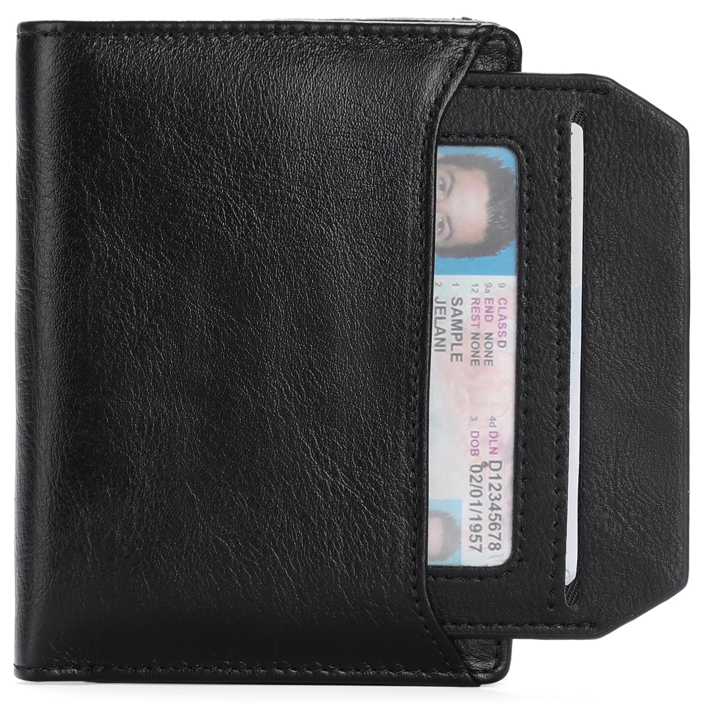 GAEKEAO Mens Wallets RFID Blocking - Genuine Leather Wallets for Men, Bifold RFID Wallet for Men with Zipper Coin Pocket, Stylish Black Wallet with 2 ID Window in Gift Box, Cartera de Hombre