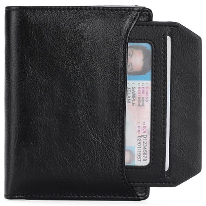 GAEKEAO Mens Wallets RFID Blocking - Genuine Leather Wallets for Men, Bifold RFID Wallet for Men with Zipper Coin Pocket, Stylish Black Wallet with 2 ID Window in Gift Box, Cartera de Hombre