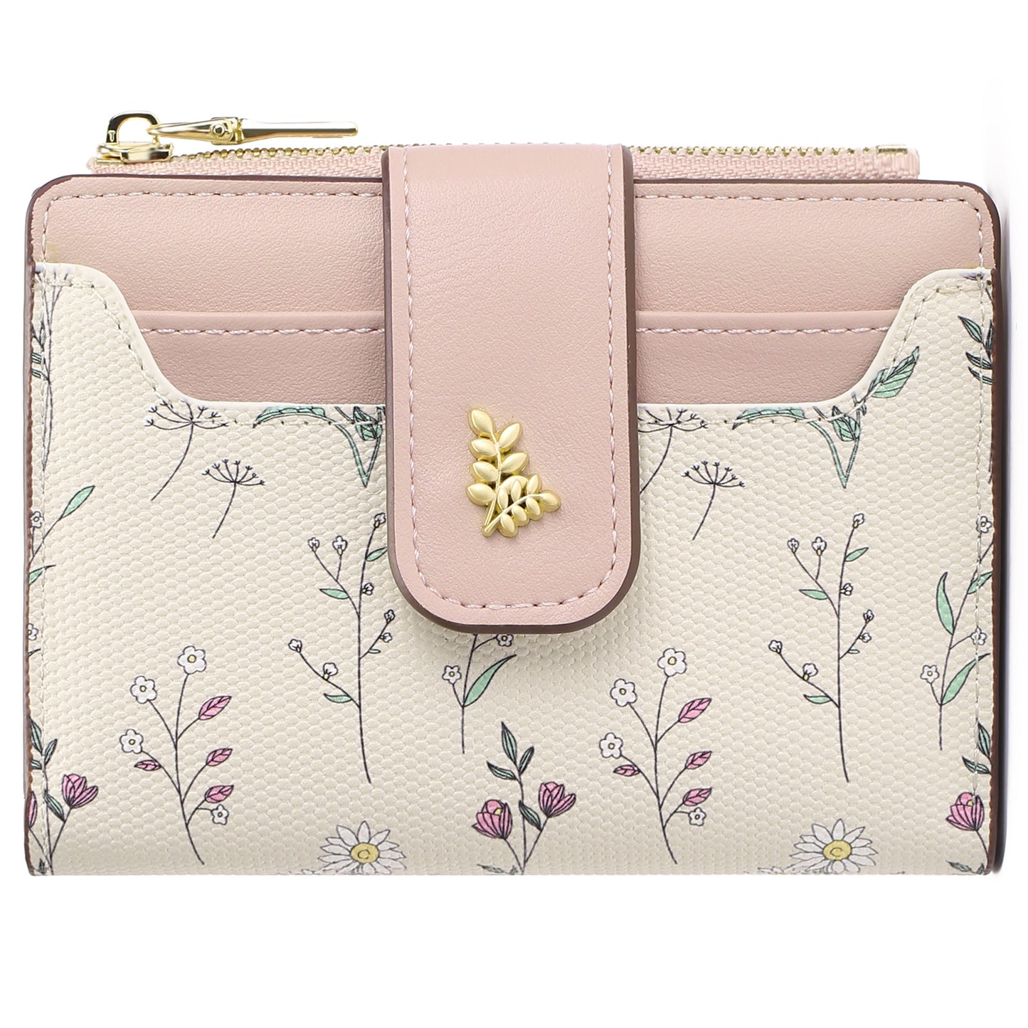 GAEKEAO Small Wallet for Women Slim Bifold Leather Credit Card Holder Purse Zipper Pocket Coin Wallets with ID Window