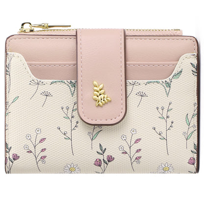 GAEKEAO Small Wallet for Women Slim Bifold Leather Credit Card Holder Purse Zipper Pocket Coin Wallets with ID Window