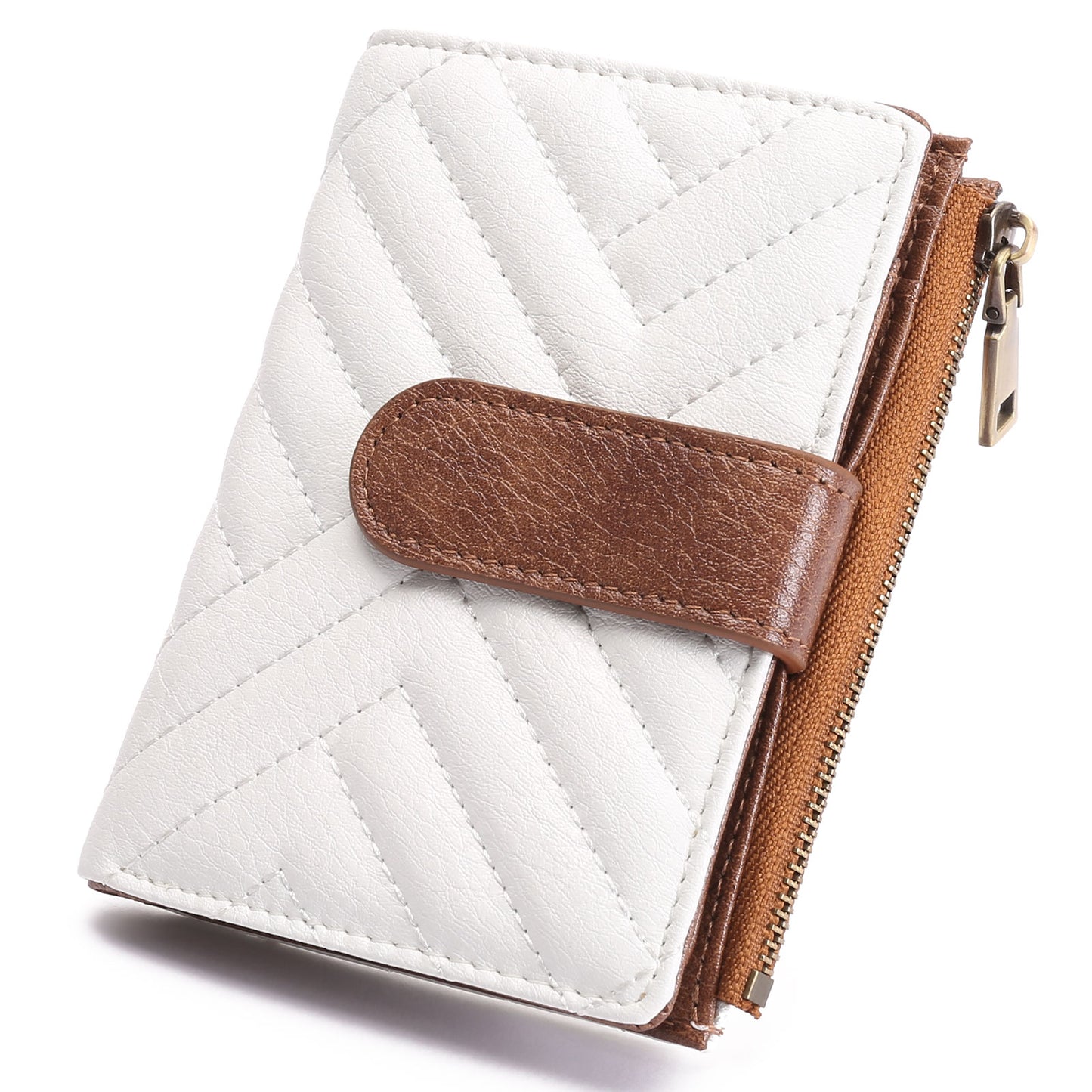 GAEKEAO Small Wallets for Women Leather RFID Blocking Bifold Zipper Pocket Wallet Card Case Purse with ID Window