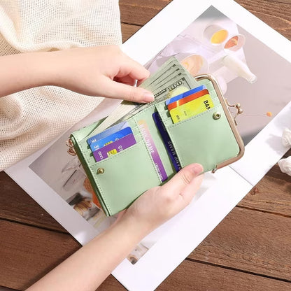 GAEKEAO Small Wallet for Women Floral Vegan Leather Credit Card Holder with Kiss Lock