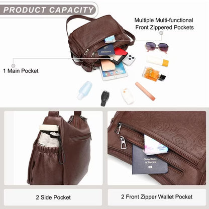 GAEKEAO Crossbody Bags for Women Floral Travel Crossbody Purses Leather Handbags Medium Shoulder bag with Adjustable Strap