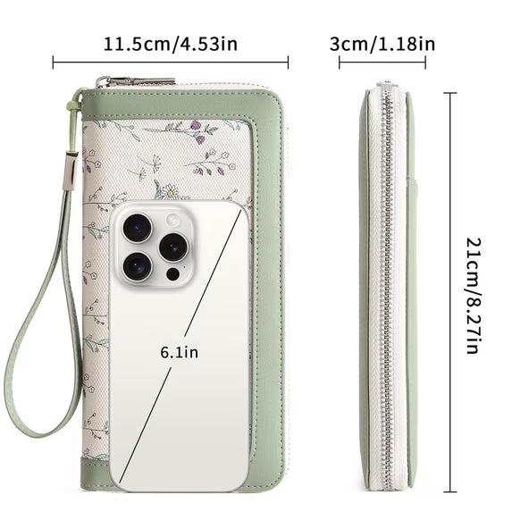 GAEKEAO Wristlet Wallets for Women RFID Blocking Large Capacity Clutch Wallet Vegan Leather Zip Around Ladies Long Purse
