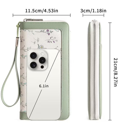GAEKEAO Wristlet Wallets for Women RFID Blocking Large Capacity Clutch Wallet Vegan Leather Zip Around Ladies Long Purse