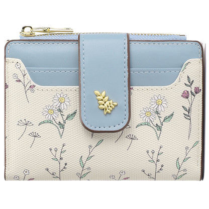GAEKEAO Small Wallet for Women Slim Bifold Leather Credit Card Holder Purse Zipper Pocket Coin Wallets with ID Window