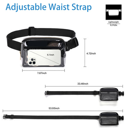 GAEKEAO Clear Stadium-Approved Fanny Pack, Waterproof Crossbody Belt Bag for Men and Women